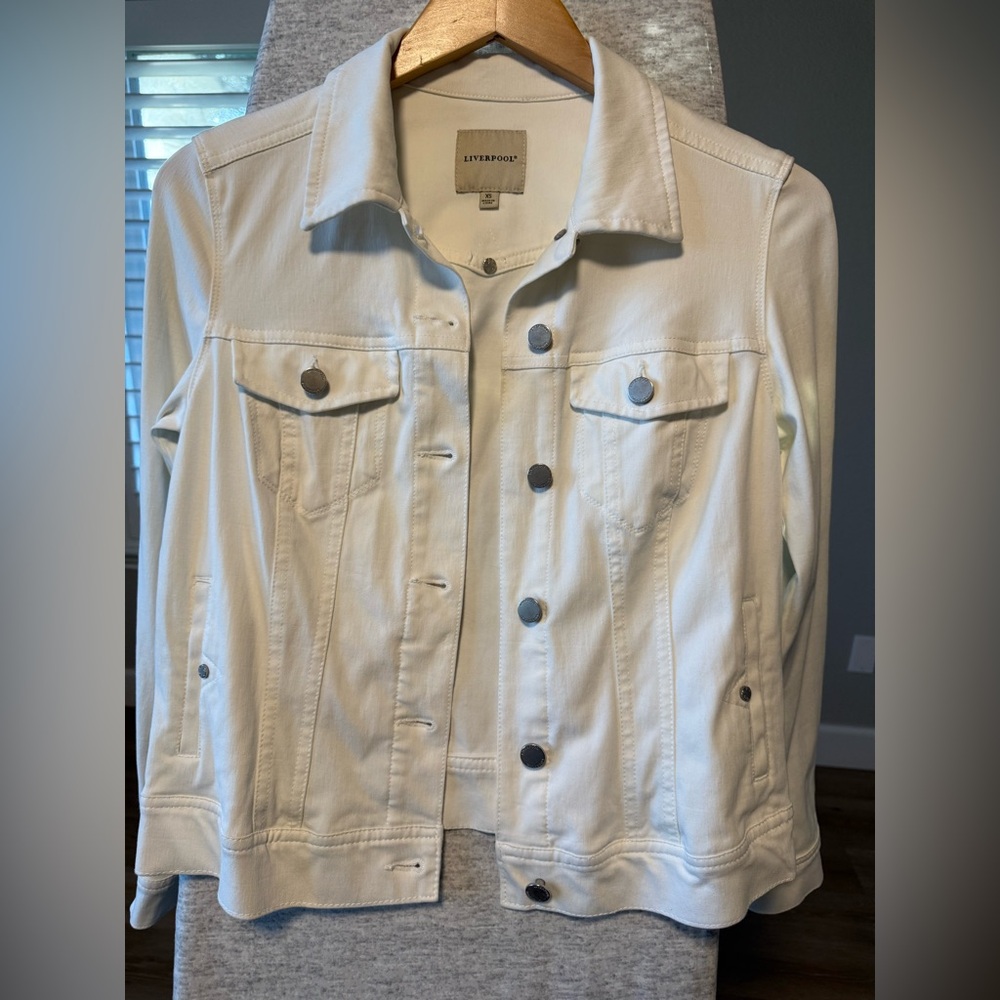 Liverpool Los Angeles White Denim Jacket XS Stretch EUC